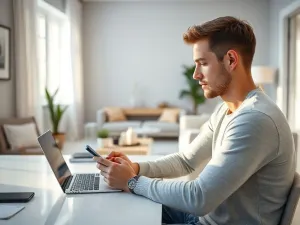 Pracownik w okularach korekcyjnych pracujący przy komputerze w nowoczesnym biurze.